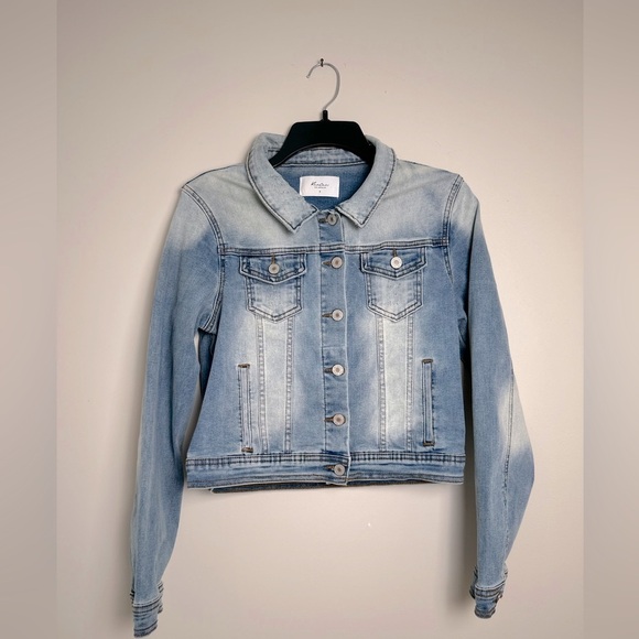 KanCan‎ Women's Distressed Cropped Denim Jean Jacket Size Small Blue - Picture 1 of 5